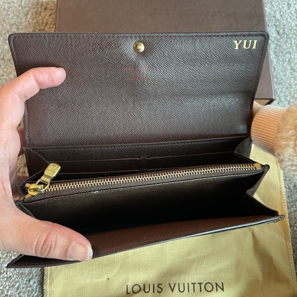 Authentic LOUIS VUITTON Damier Ebene Portefeuille Sarah Long Wallet - Picture 2 of 12